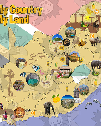 My Country SA Map A3 Poster