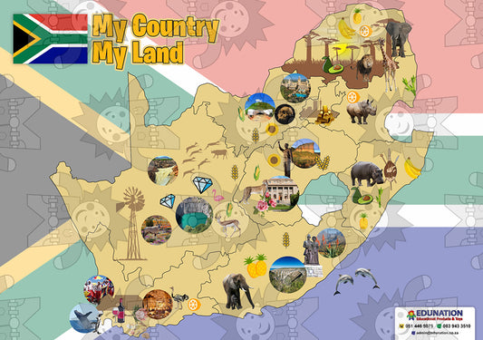 My Country SA Map A3 Poster