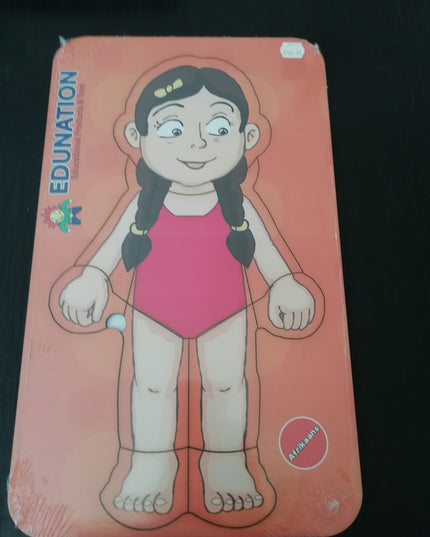 Wooden Puzzle Frame - Body Girl Afrikaans Edunation South Africa Body and Face Puzzles