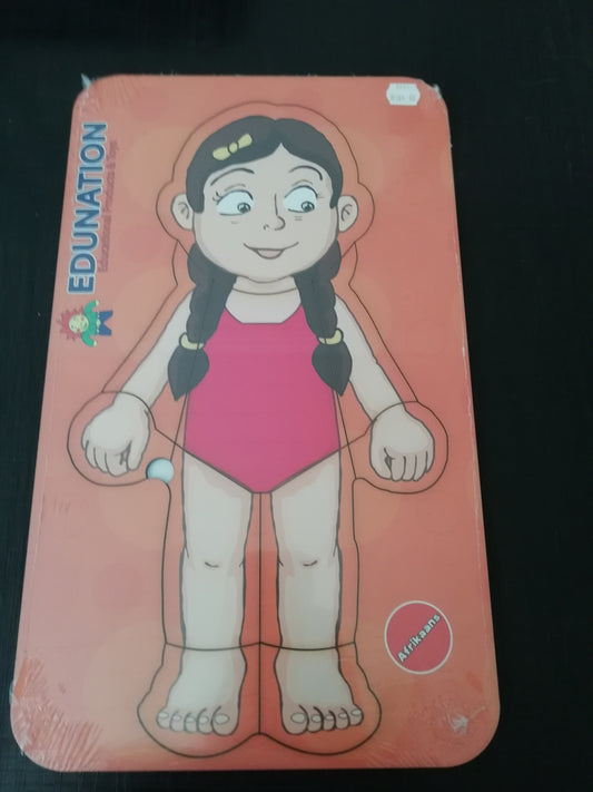 Wooden Puzzle Frame - Body Girl Afrikaans Edunation South Africa Body and Face Puzzles