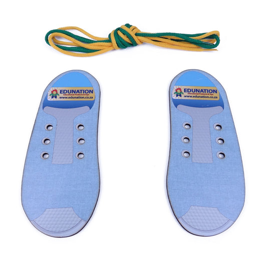 Lacing Shoes Blue + 2 Laces - Wooden