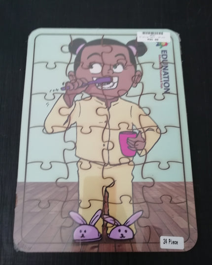 Wooden Puzzle Frame A4  - 24pc Brushing Teeth Edunation South Africa A4 Frame Puzzles