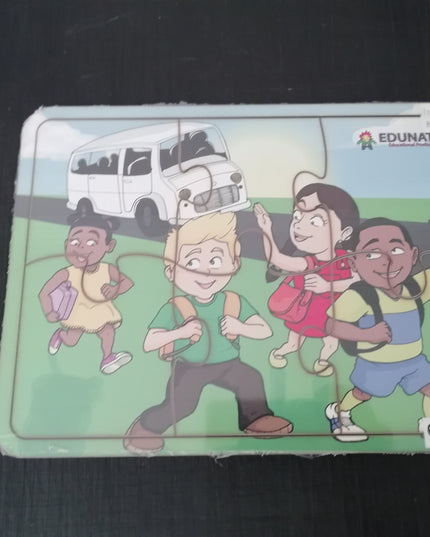 Wooden Puzzle Frame A4 - 6pc Arrive at School