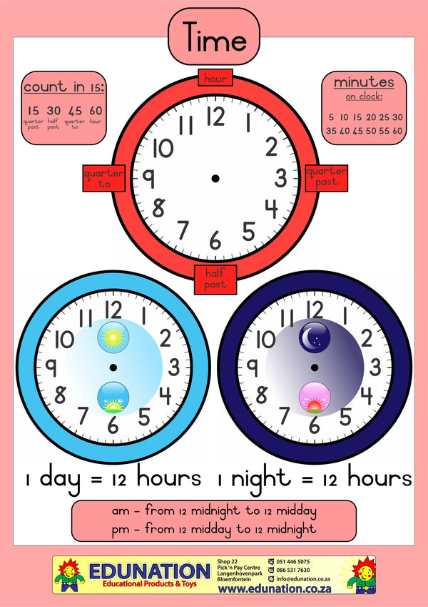 Time - Day and night - Double Sided - Edunation South Africa