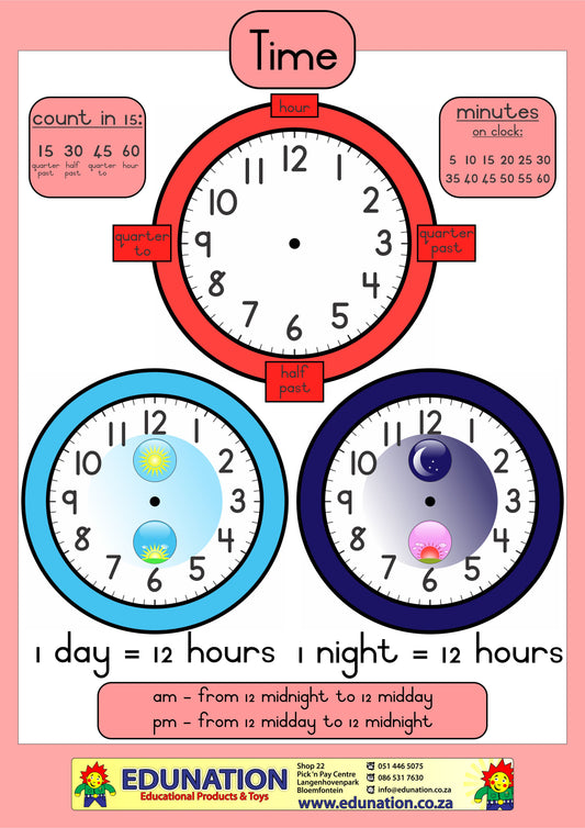 Time - Day and night - Double Sided - Edunation South Africa