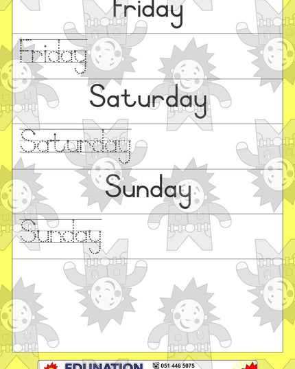 Days of the week - Double Sided - Edunation South Africa