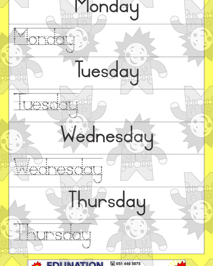 Days of the week - Double Sided - Edunation South Africa