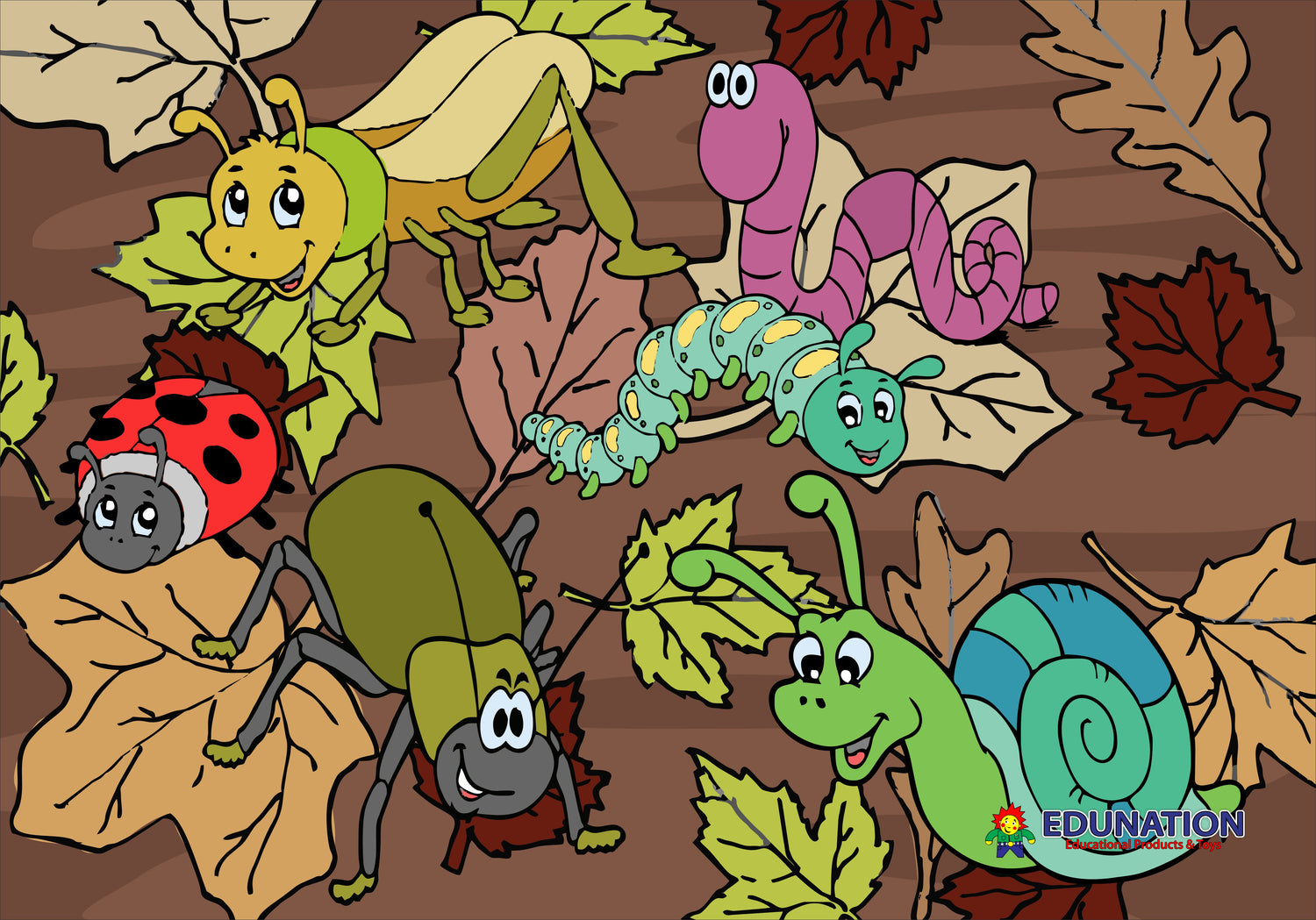 Wooden Puzzle Frame A3 - 48pc Bugs and Leaves Edunation South Africa A3 Frame Puzzles