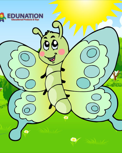 Wooden Puzzle Frame Square - 15pc Butterfly Blue Edunation South Africa Square Frame Puzzles