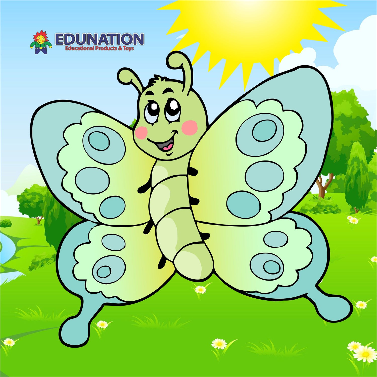 Wooden Puzzle Frame Square - 15pc Butterfly Blue Edunation South Africa Square Frame Puzzles