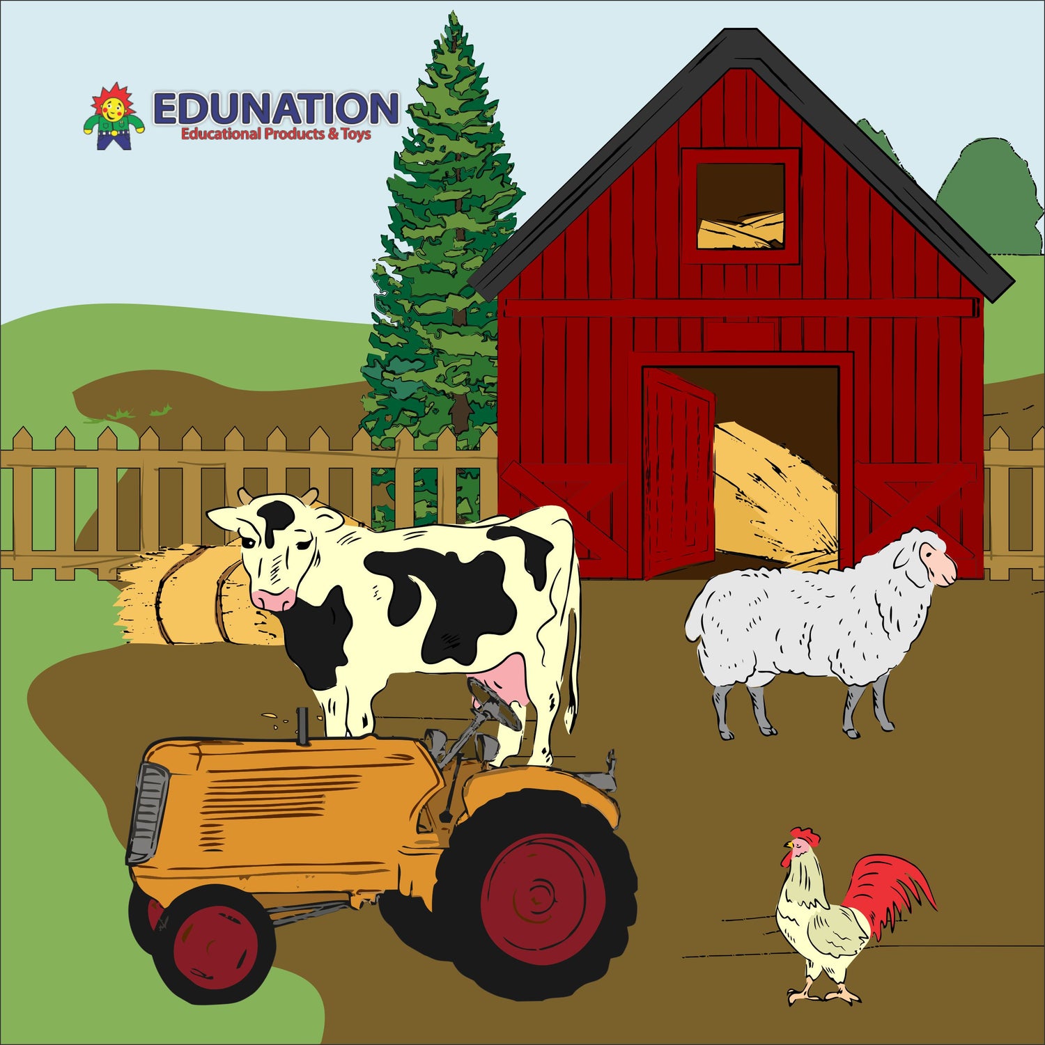 Wooden Puzzle Frame Jig - 20pc Farm Barn Edunation South Africa Square Frame Puzzles