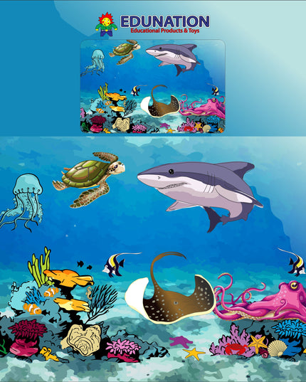 Wooden Puzzle Frame picture - 9pc Ocean Animals Edunation South Africa Square Frame Puzzles