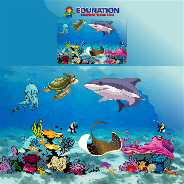 Wooden Puzzle Frame picture - 9pc Ocean Animals Edunation South Africa Square Frame Puzzles