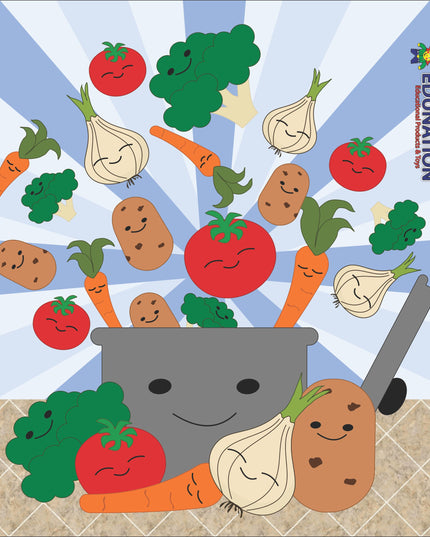 Wooden Puzzle Frame Jig - 18pc Vegetable Soup Edunation South Africa Square Frame Puzzles