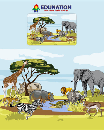 Wooden Puzzle Frame picture - 12pc Wild Animals Edunation South Africa Square Frame Puzzles
