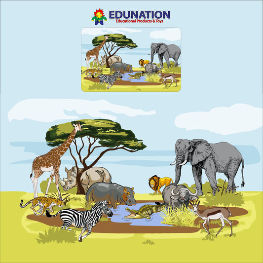 Wooden Puzzle Frame picture - 12pc Wild Animals Edunation South Africa Square Frame Puzzles