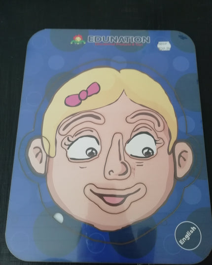 Wooden Puzzle Frame - Face Girl English Edunation South Africa Body and Face Puzzles