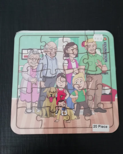 Wooden Puzzle Frame Jig - 20pc Family 1 Edunation South Africa Square Frame Puzzles