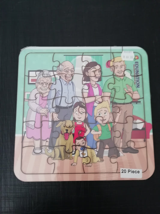 Wooden Puzzle Frame Jig - 20pc Family 1 Edunation South Africa Square Frame Puzzles