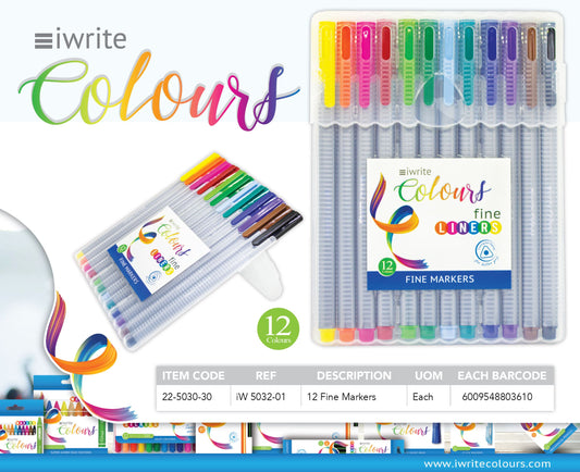 Fineliners Ink Pens - Iwrite - Pack of 12