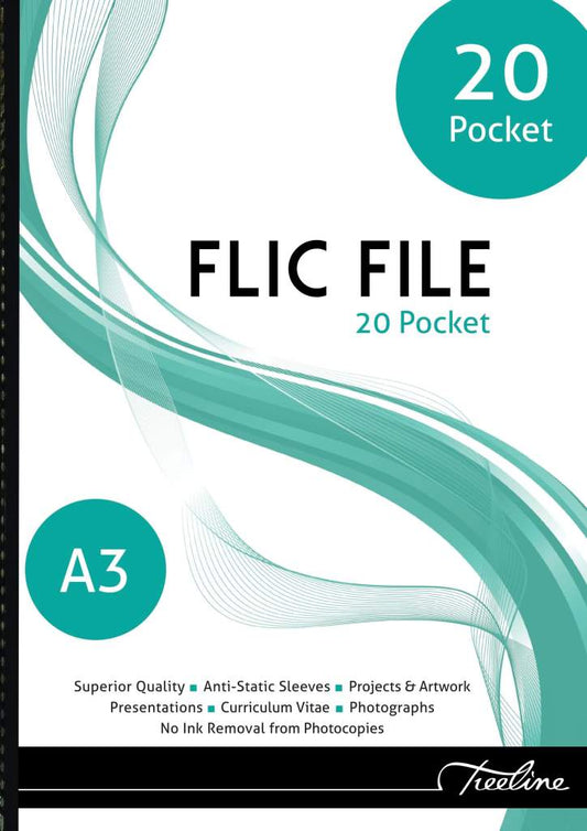 Display Flic File - A3 - Soft Cover - 20 Pockets - Flic File - Treeline