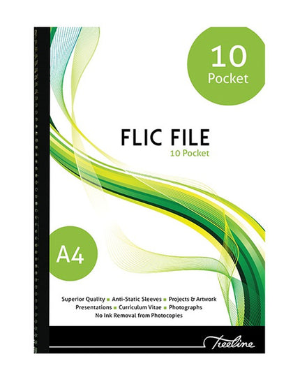 Display Flic File - A4 - Soft Cover - 10 Pockets - Flic File -Treeline