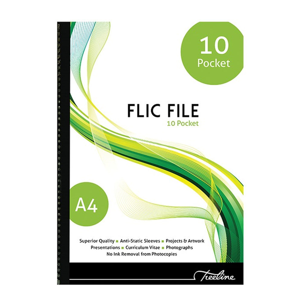 Display Flic File - A4 - Soft Cover - 10 Pockets - Flic File -Treeline