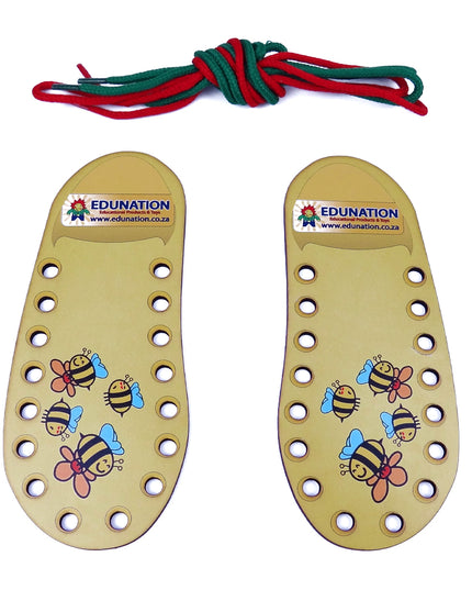 Lacing Shoes Yellow + 2 Laces - Wooden