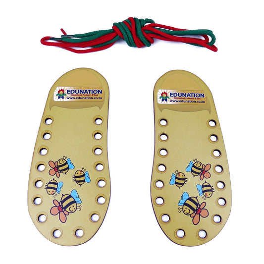 Lacing Shoes Yellow + 2 Laces - Wooden