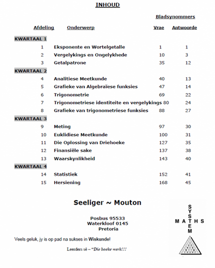 Boek PracMaths Graad 11 Afr