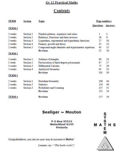 Boek PracMaths Graad 12 Afr