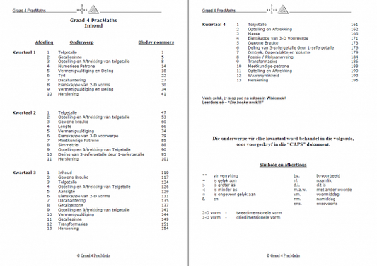 Boek PracMaths Graad 4 Afr