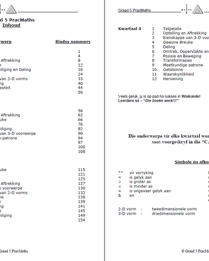 Boek PracMaths Graad 5 Afr