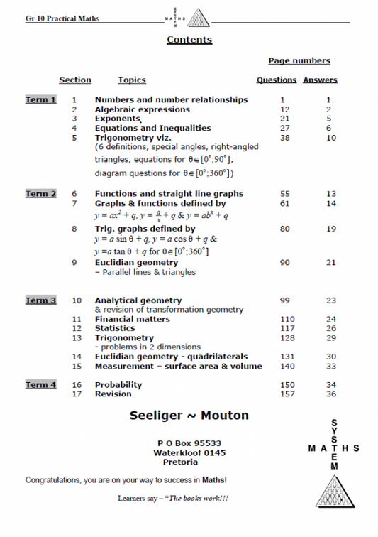 Book PracMaths Grade 10 Eng