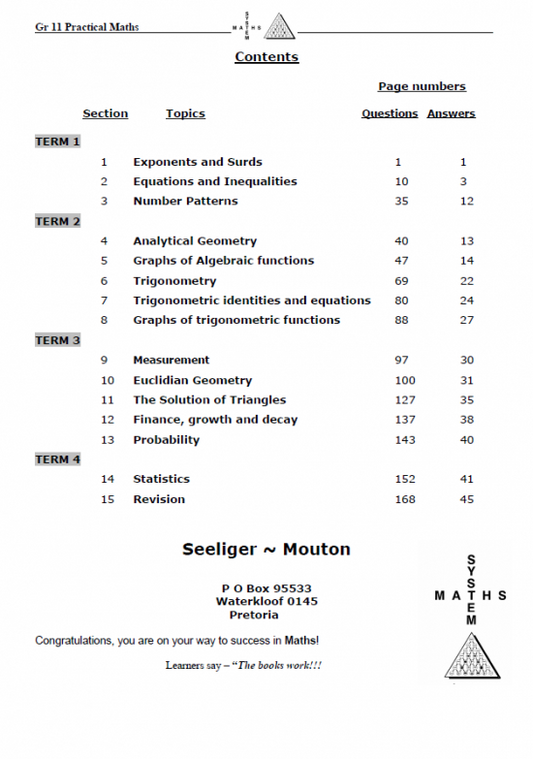 Book PracMaths Grade 11 Eng