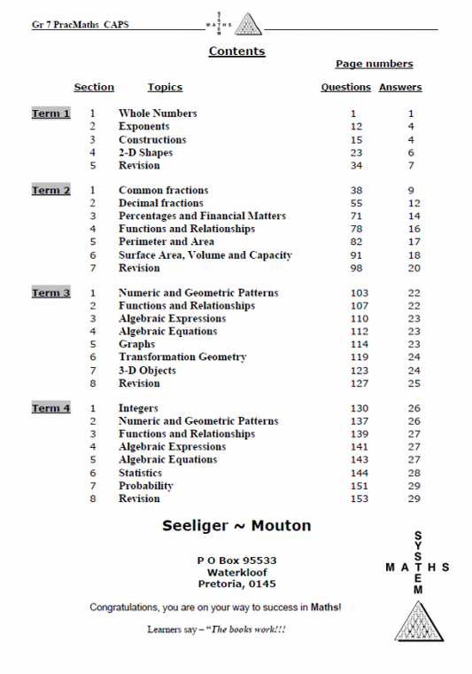 Book PracMaths Grade 7 Eng