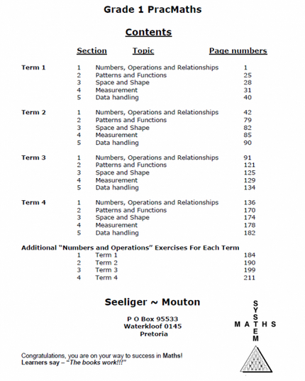 Book - PracMaths Grade 1 Eng