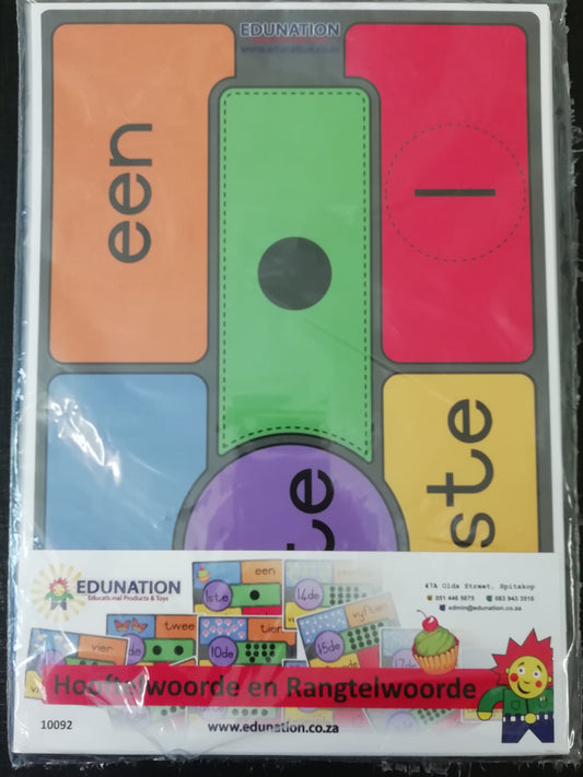 Hooftelwoorde & Rangtelwoorde Kaarte - A4 Ed Edunation South Africa Teacher Tools