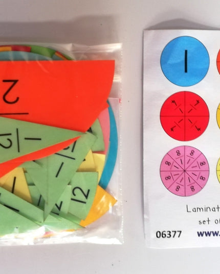 Fraction Circles set of 9 Circles - 51 pieces laminated board - Edunation South Africa