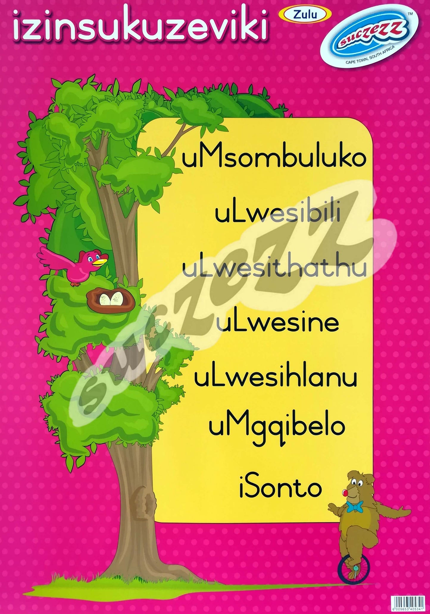 Poster - Izinsukuzeviki (Days of the week) - Zulu