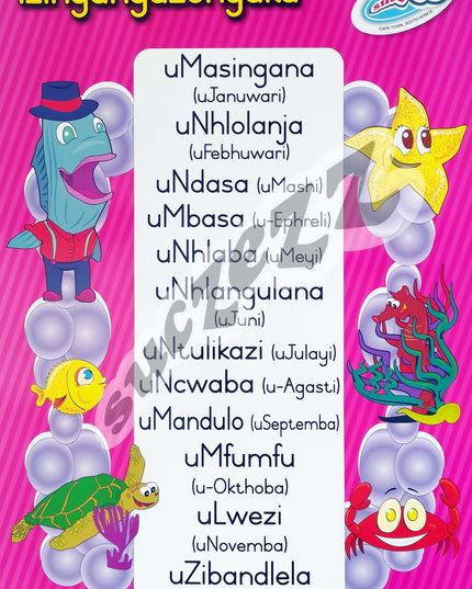 Poster - Izinyangazononyaka (Months of the year) - Zulu