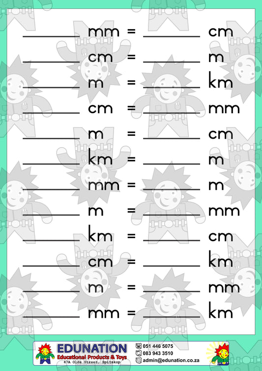 Length mm, cm, m, km - Double Sided - Edunation South Africa