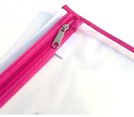 Book Bag Zipper - Clear with zip - A4 - Pink 250 micron 355mmx280mm