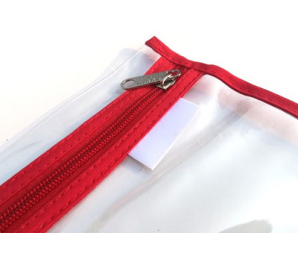 Book Bag Zipper - Clear with zip - A4 - Red 250 micron 355mmx280mm