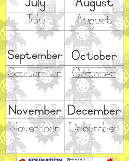 Months of the year - Double Sided - Edunation South Africa