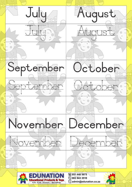Months of the year - Double Sided - Edunation South Africa