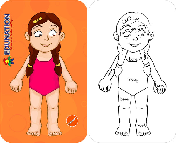 Wooden Puzzle Frame - Body Girl Afrikaans Edunation South Africa Body and Face Puzzles