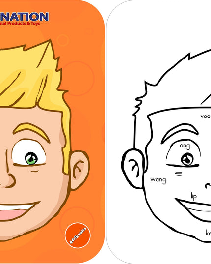 Wooden Puzzle Frame - Face Boy Afrikaans Edunation South Africa Body and Face Puzzles