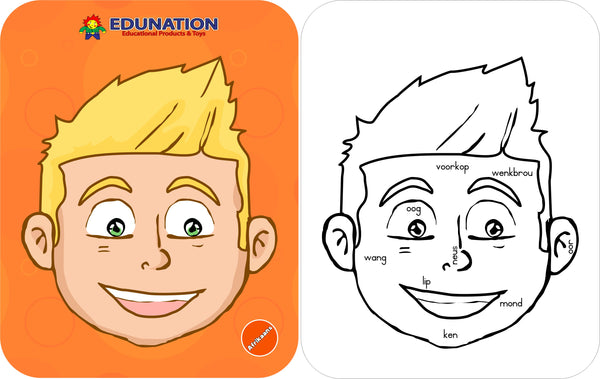 Wooden Puzzle Frame - Face Boy Afrikaans Edunation South Africa Body and Face Puzzles