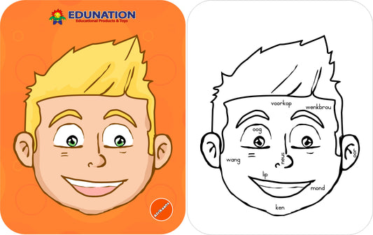 Wooden Puzzle Frame - Face Boy Afrikaans Edunation South Africa Body and Face Puzzles